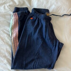 Aviator nation navy blue with pastel stripe sweatpants size small